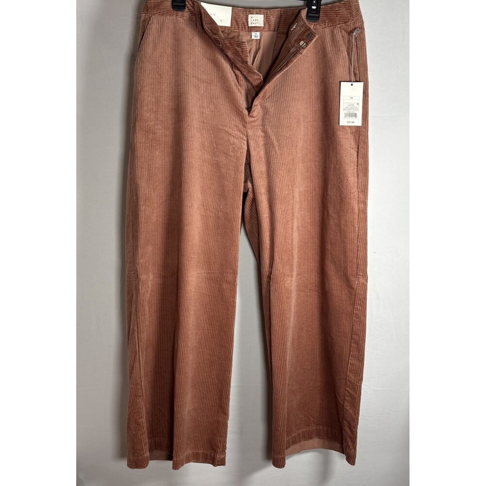 A New Day Women Corduroy Wide Leg Pants Size 14 Rust NWT High Rise Straight Leg